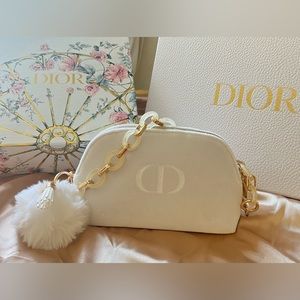 Brand New! Dior Cosmetic Pouch to Clutch Bag Purse With Chain